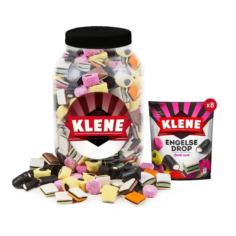 Klene Engelse Drop - grote bokaal dropsnoep - 2160g