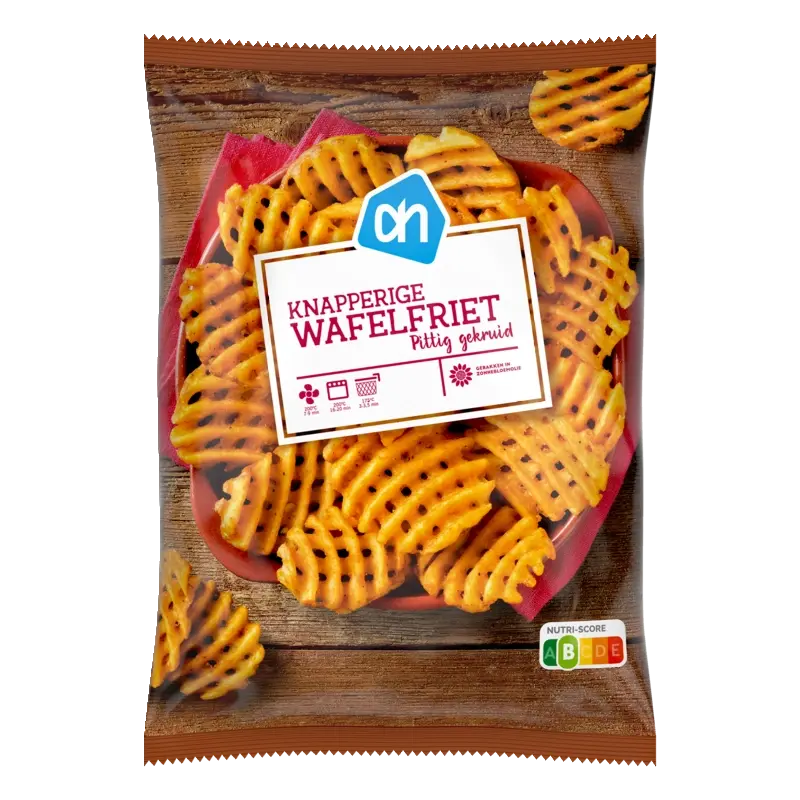 Knapperige wafelfriet pittig gekruid