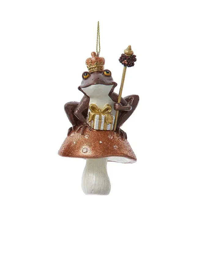 Kurt S. Adler Enchanted Forest Frog Ornament - Donkerbruine Kikker
