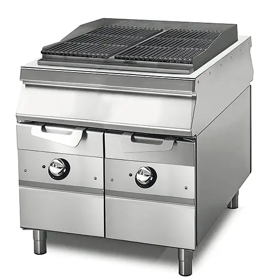 L1100 Grillade gaz sur coffre avec tiroirs à eau, cuisson en fonte pour viande/ poisson