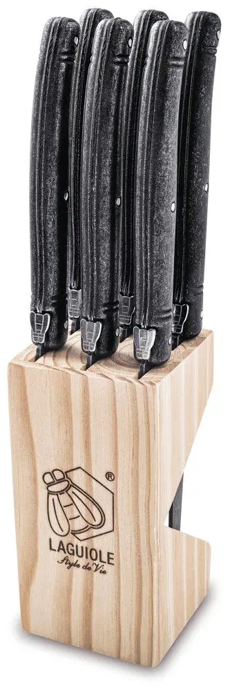 Laguiole Style de Vie Steakmessen Black Stonewash 'Premium Line'