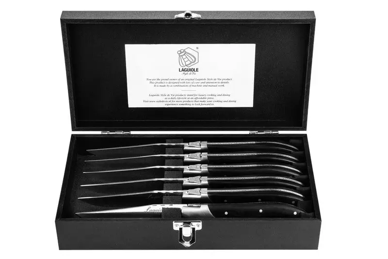 Laguiole Style de Vie Steakmessen Zwart Pakkahout 'Luxury Line'