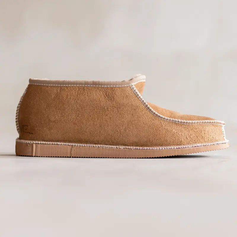Lamsleren heren pantoffels - Camel - Maat 42