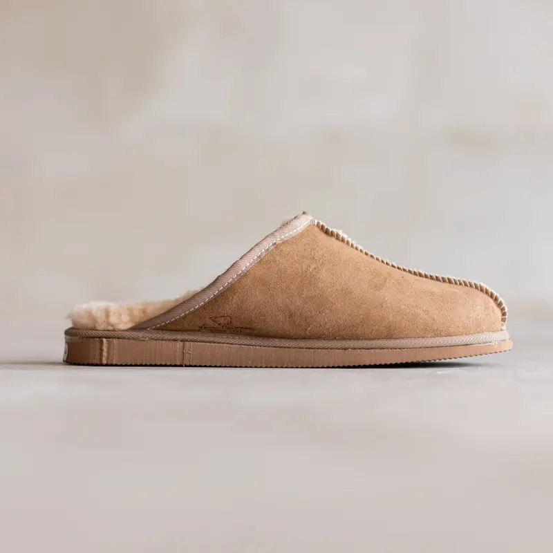 Lamsvel Heren Slippers - Camel - Maat 37