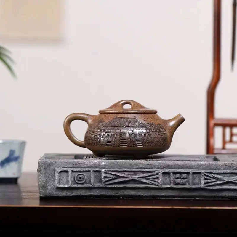 Large Shipiao Yixing Teapot, Kui Jin Sha Clay 380ml