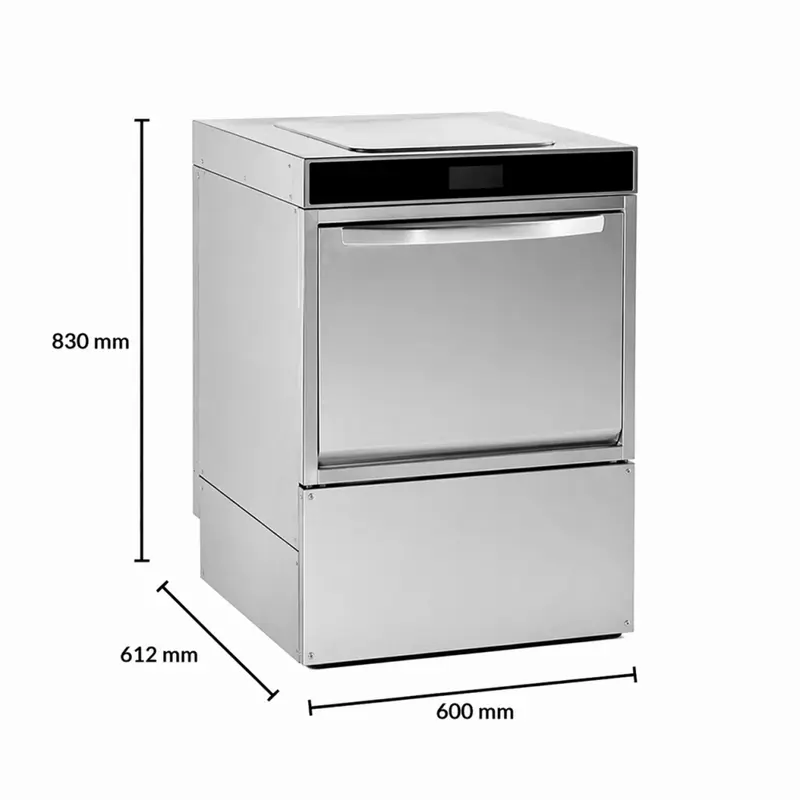 Lave-Vaisselle Professionnel 50x50 cm avec Adoucisseur , Doseur de Rinçage et Détergent et Pompe de Vidange - 230V