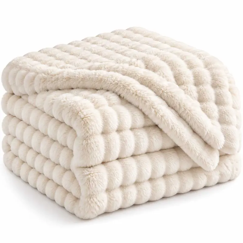 Lavella Pelus Deken - Crème - 200x240 cm - Super Zachte Plaid
