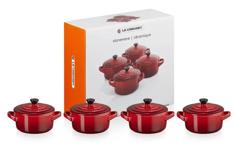 Le Creuset Mini-Braadpannen / Voorraadpotjes 4st. 'Kersenrood'