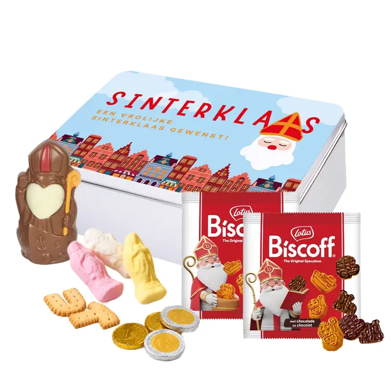Libeert, Lotus & LU Sinterklaas geschenkdoos - chocolade, speculoos, letterkoekjes & guimauves - 250g