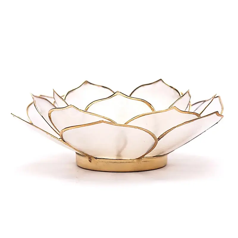 Lotus sfeerlicht bladvorm naturel goudrand - 13.5 cm