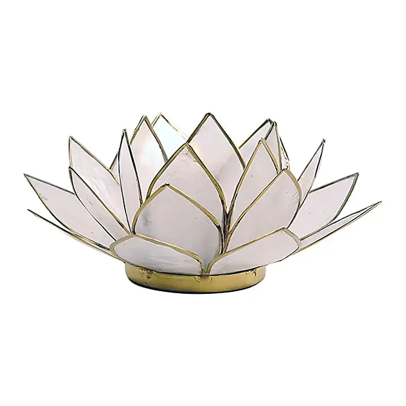 Lotus sfeerlicht naturel met gouden rand
