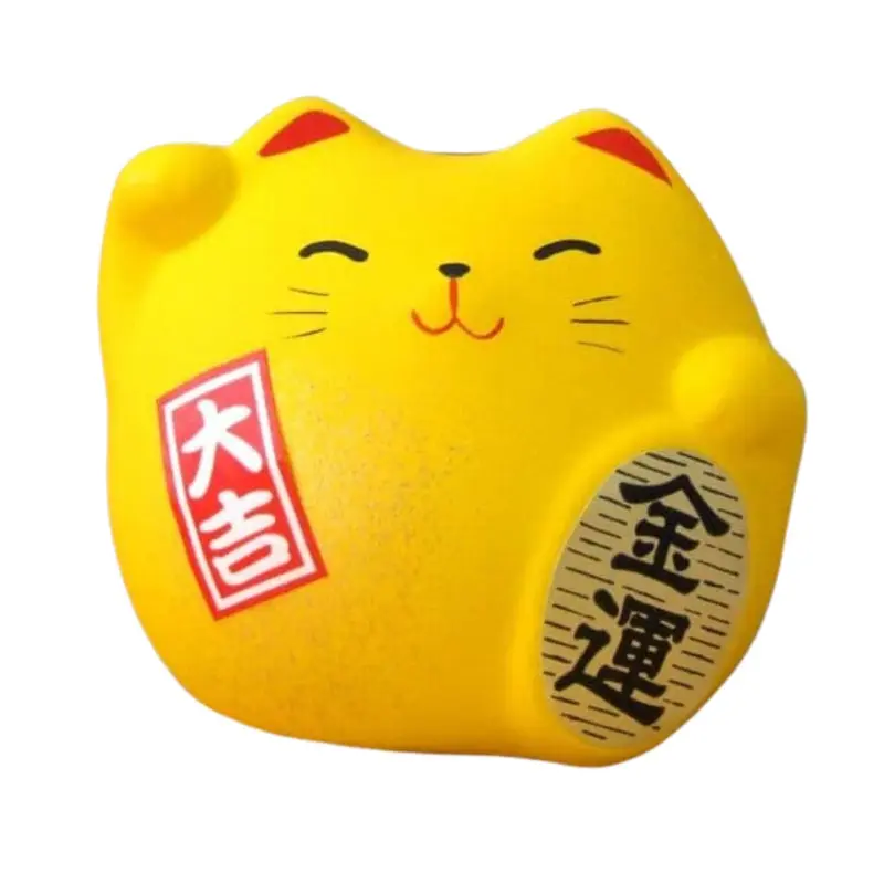 Maneki neko gelukskat geel