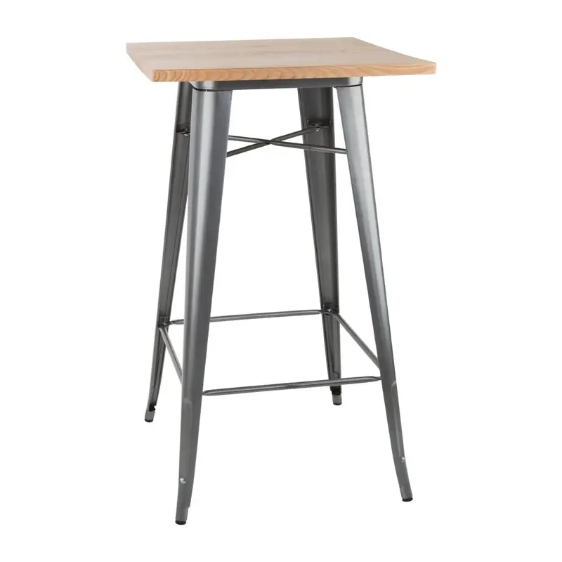Mange-debout gris avec plateau en bois Bolero Bistro