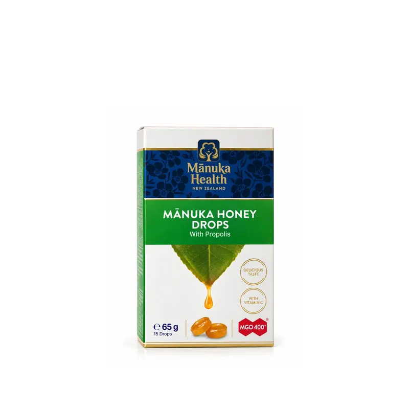 Manukahoning druppels (zuigtabletten) 65g met propolis en vitamine C Manuka Health
