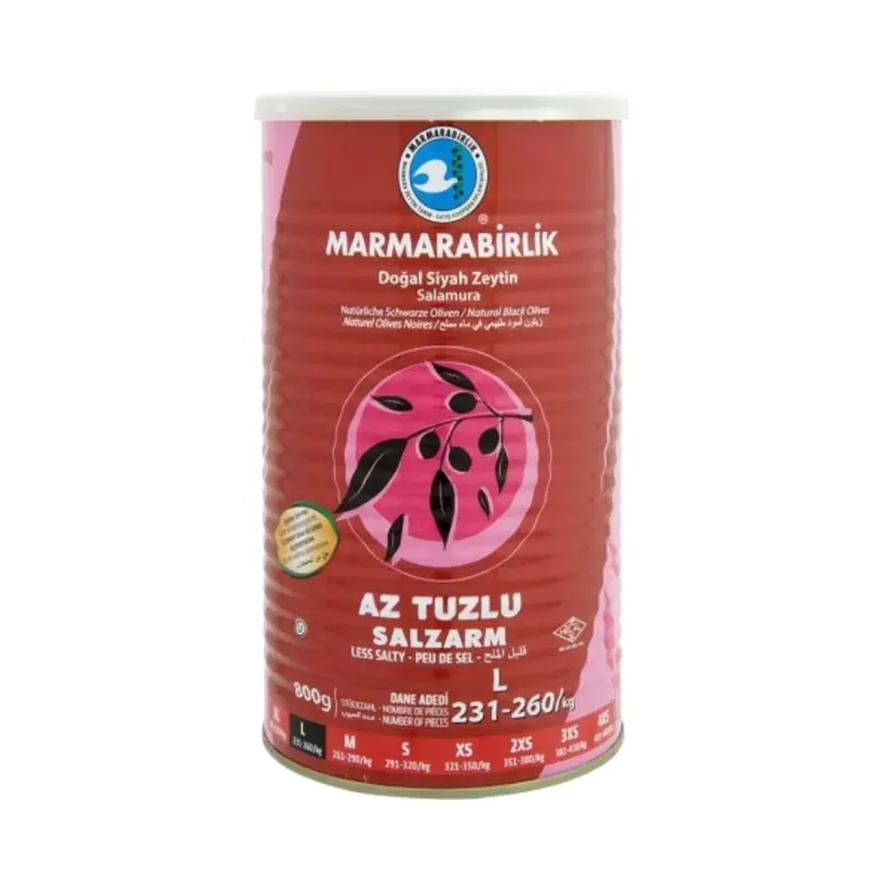 Marmarabirlik Natural Black Olives Less Salt L 800Gr
