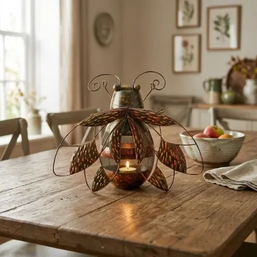 Metalen windlicht in vorm van honingbij – sfeervolle decoratie