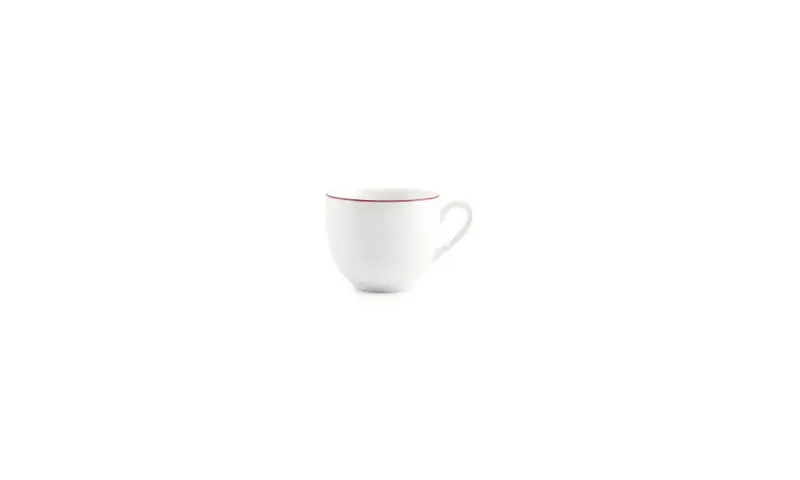 Mokkakop 10cl burgundy rim Basic White - Set van 48