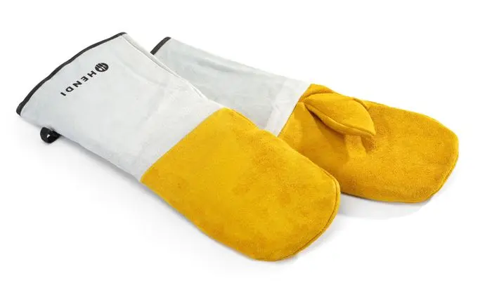 Moufles barbecue en cuir résistant à la chaleur - 2 pièces, HENDI, 2 u., (L)460mm — 556658