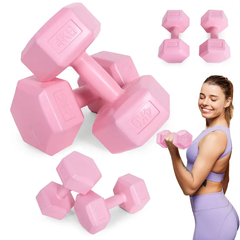 MovePro Hex Dumbbellset - 2 x 4 kg - Roze - Fitness Gewichten