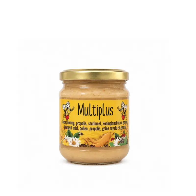 Multiplus (honing, propolis, stuifmeel, koninginnebrij en ginseng) 250 g Bijenhof