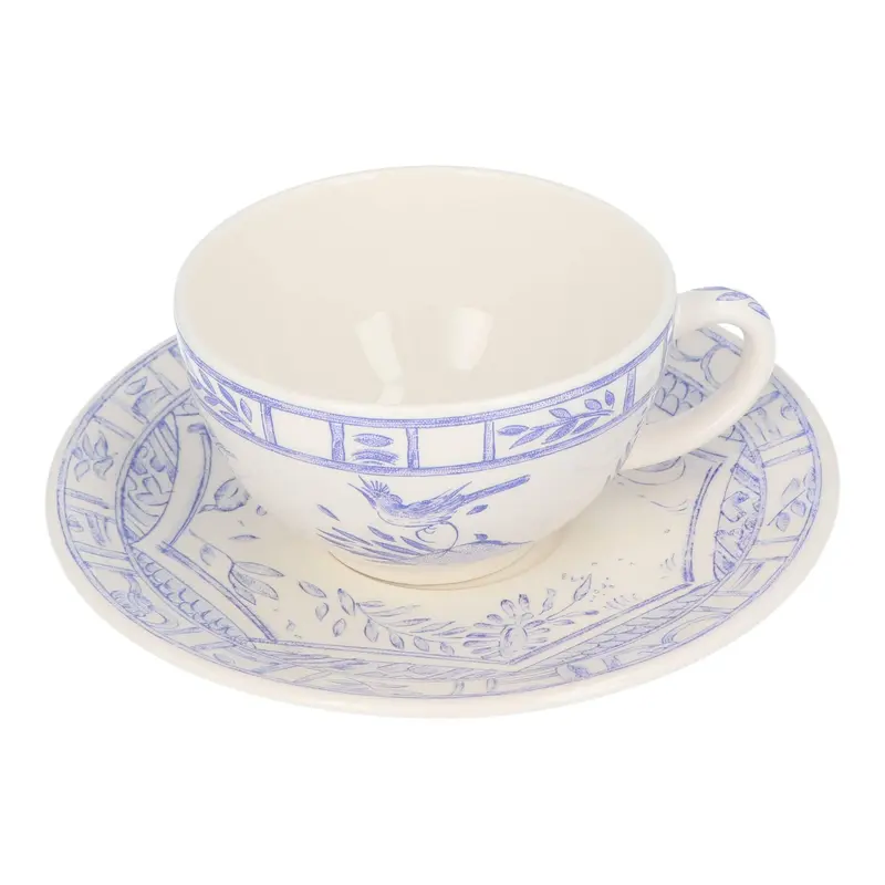 Ontbijtkop met schoteltje Oiseau Bleu (set van 2)
