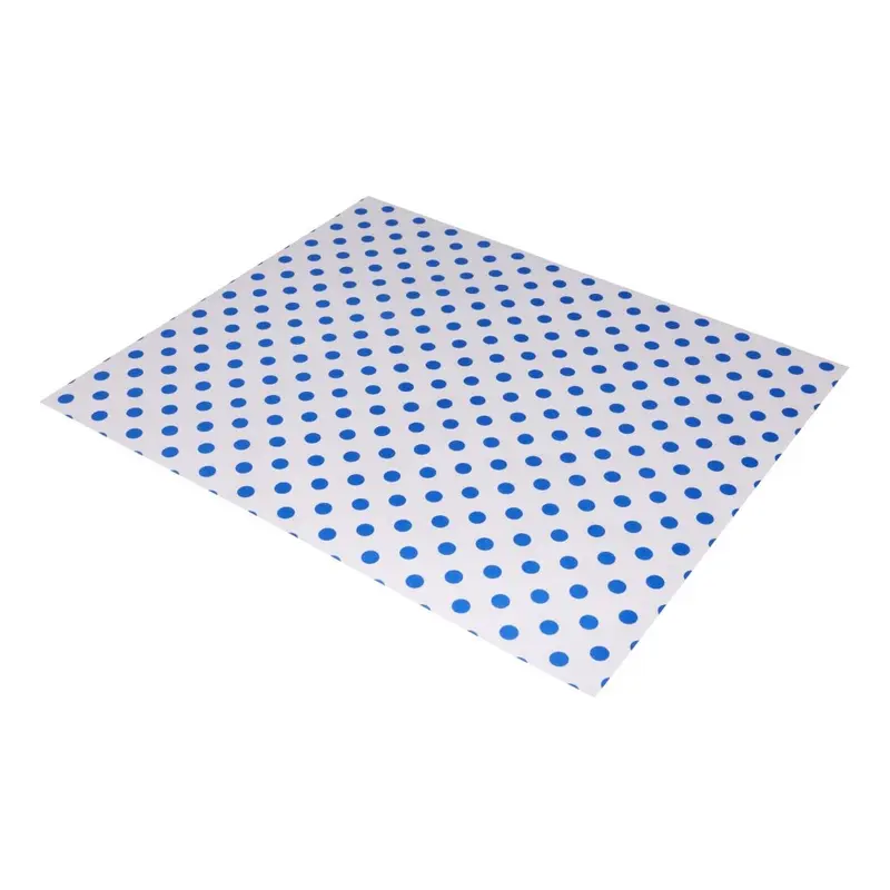 Papier d'emballage burger Fiesta Compostable points bleus 250x300 (lot de 200)