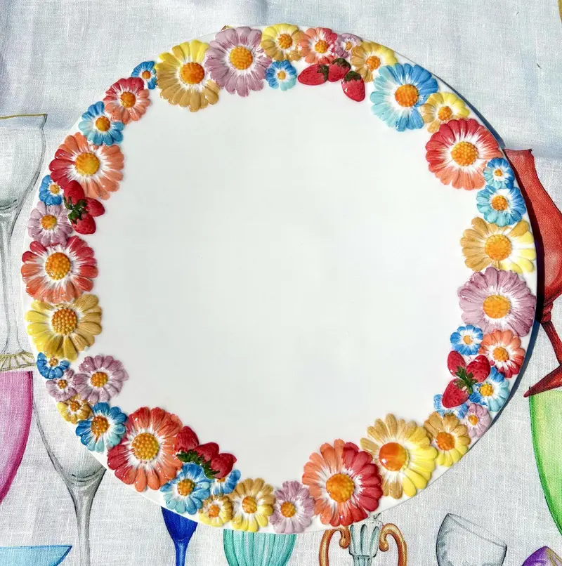 Piccobella Fiori Taartschaal - Bloemen - Keramiek - Ø 36 cm