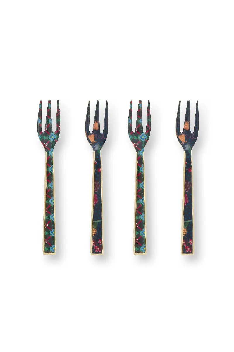 Pip Studio Berry Blues Gebaksvorkjes - Set van 4 stuks - Emaille - 14,5 cm