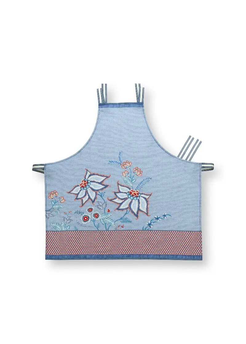 Pip Studio Flower Festival Blue Keukenschort - Katoen - 85 cm x 88 cm