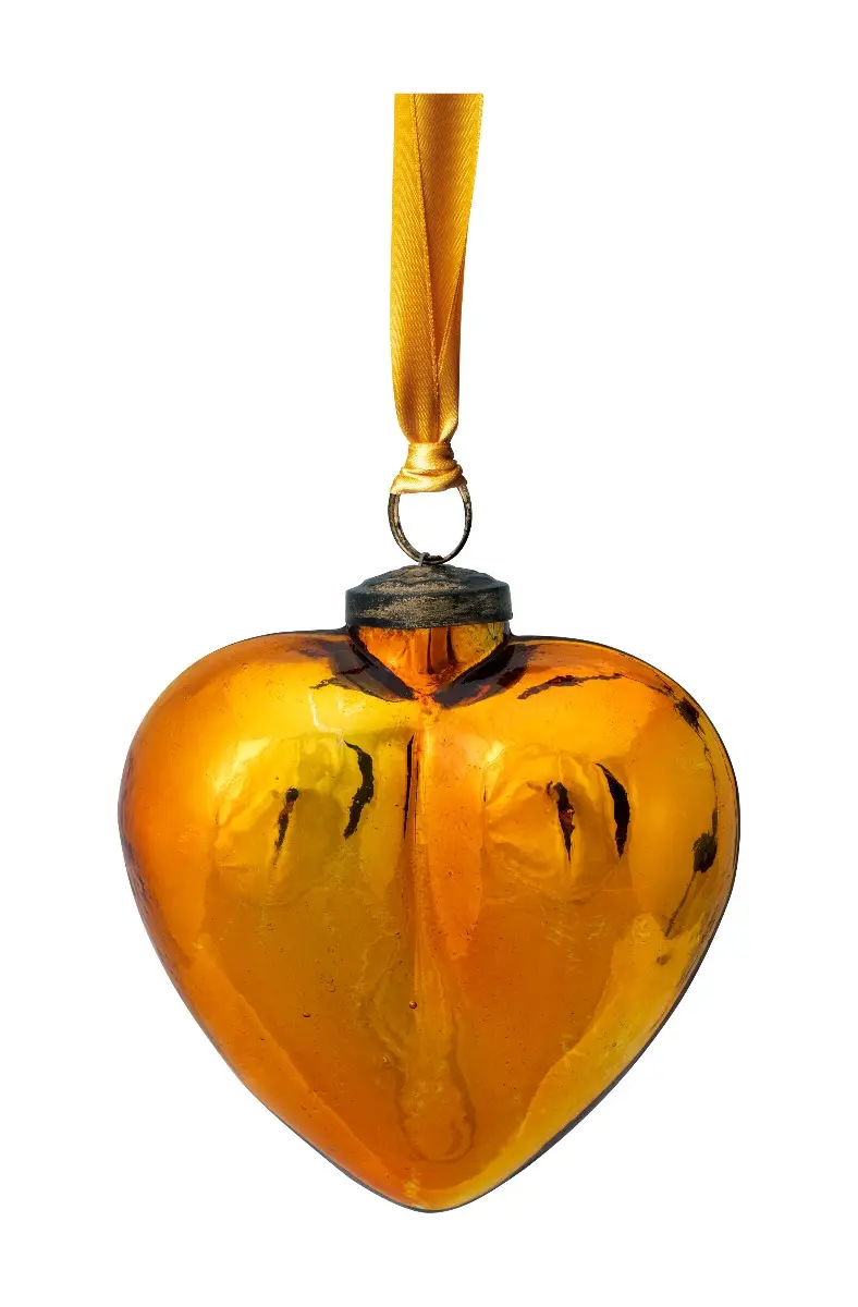 Pip Studio Glass Heart Yellow Ornament - Glas - 12,5 cm
