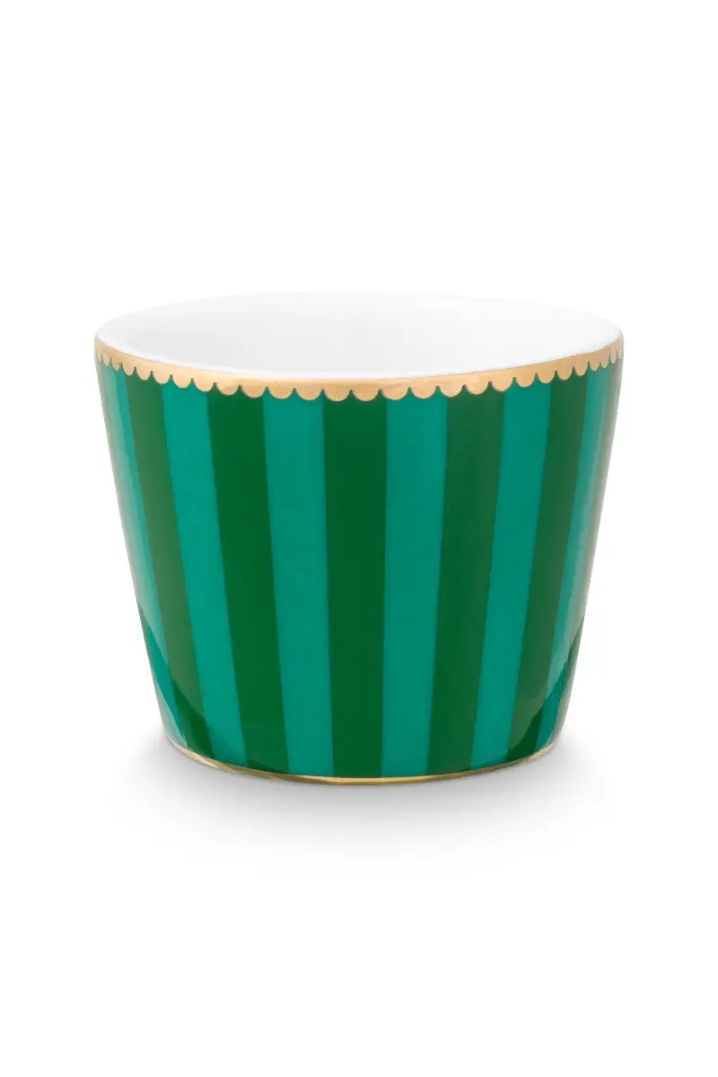 Pip Studio Love Birds Stripes Emerald-Green Eierdopje - Porselein - Ø 5 cm