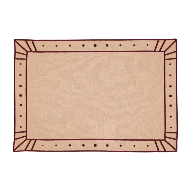 Placemat Belle Nuit salmon with burgundy 30x50cm