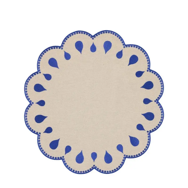 Placemat Gotas geborduurd blauw 40cm