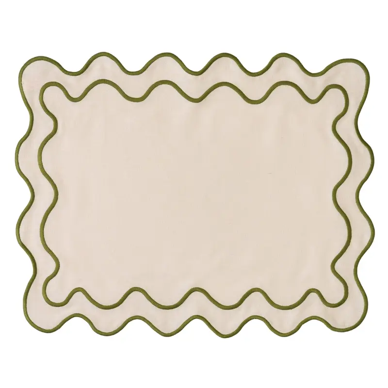 Placemats wavy beige & groen (set van 2)