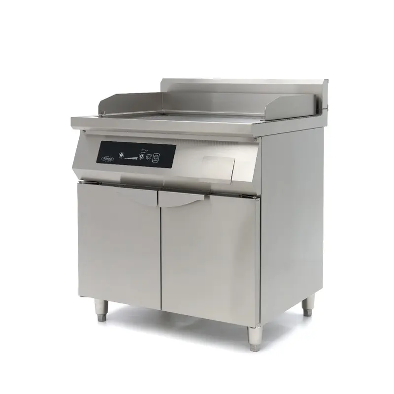 Plancha à induction 700 - lisse et rainurée - 10 000 W - double - avec support – Maxima 09371100