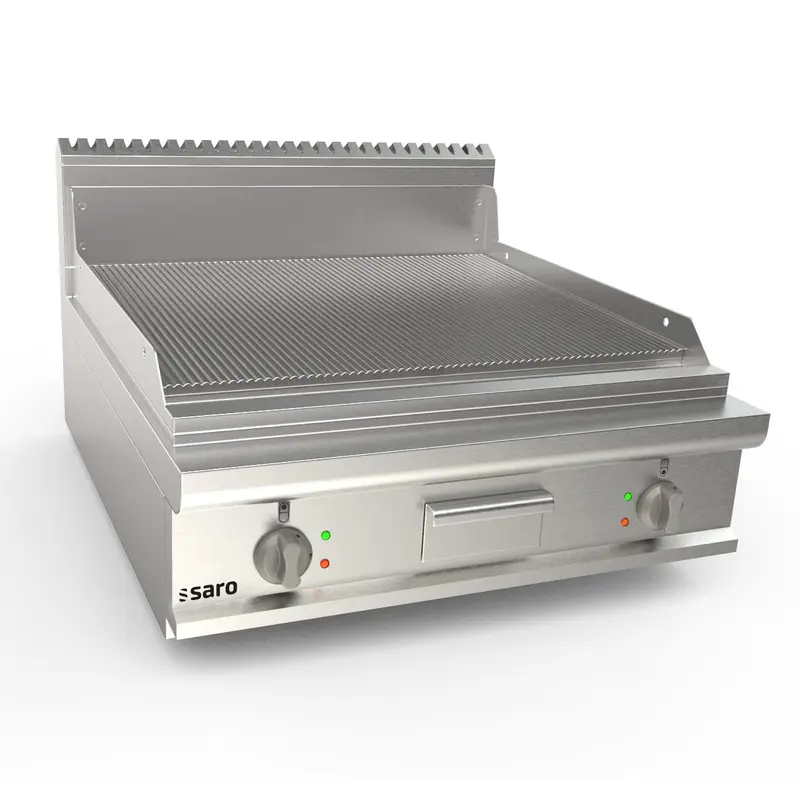 Plaque de cuisson électrique SARO, largeur 800 mm, de table, rainurée LQ / FTE4BBR - 423-8715