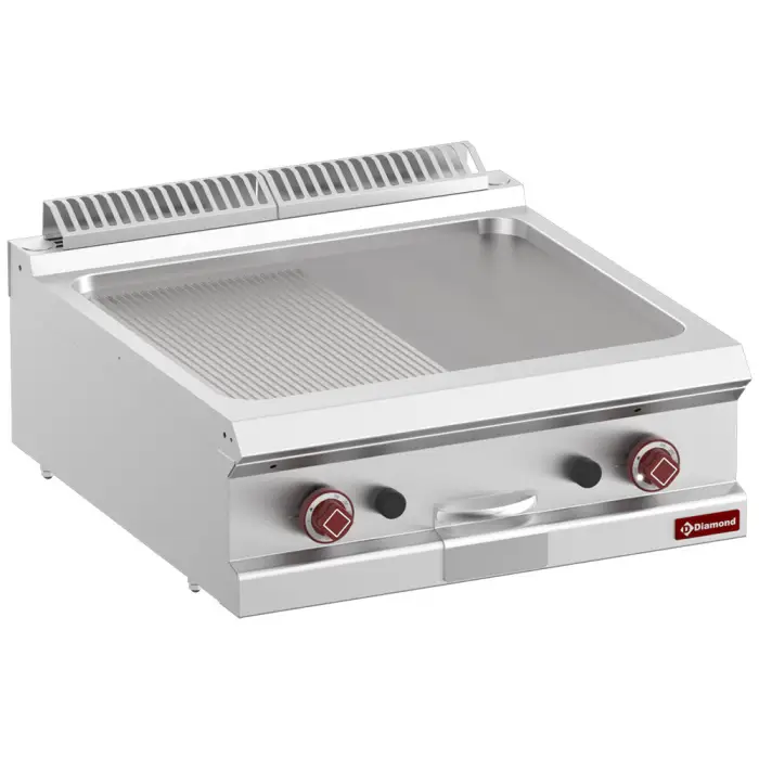 Plaque de cuisson gaz 1/2 lisse 1/2 rainurée, module 1/1 -Top- G7/PM7T-N
