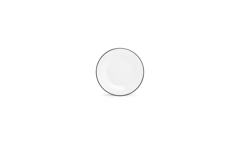 Plat bord 15cm black rim Basic White - Set van 48