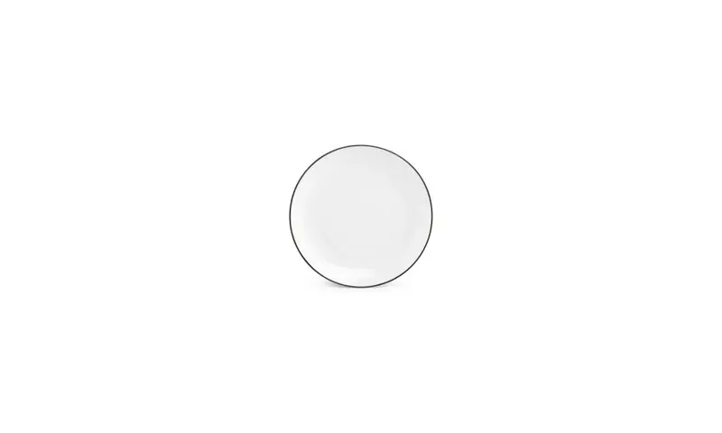 Plat bord 15cm coupe black rim Basic White - Set van 48