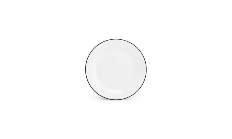 Plat bord 20cm black rim Basic White - Set van 48