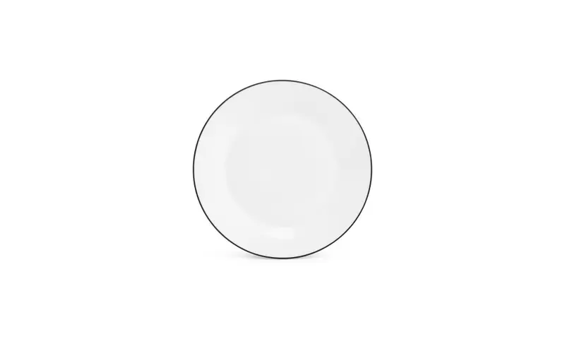Plat bord 24cm black rim Basic White - Set van 48