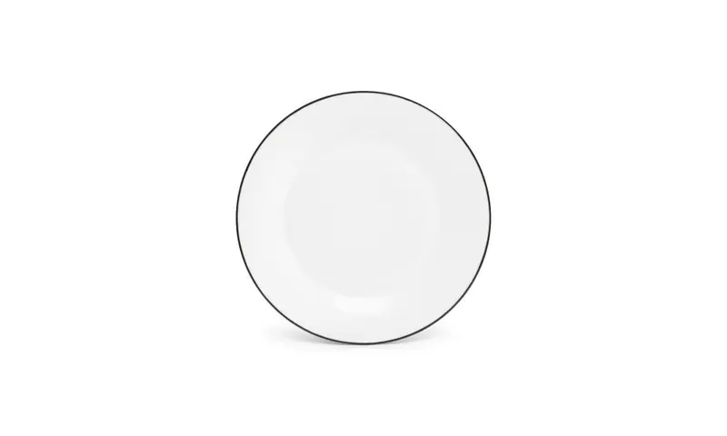 Plat bord 27cm black rim Basic White - Set van 48