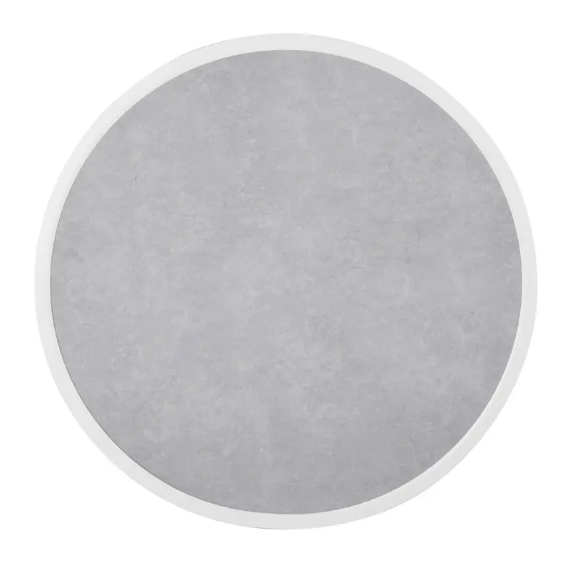 Plateau de table extérieur rond en verre trempé Bolero effet pierre gris clair bord blanc 580 mm