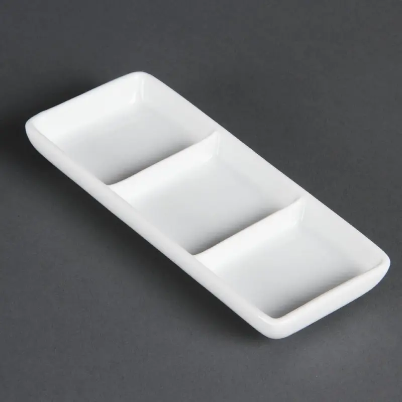 Plats 3 compartiments Olympia Whiteware (lot de 12)