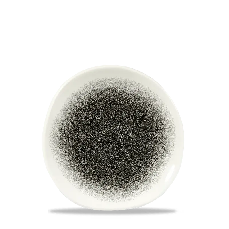 Raku Quartz Black Round Trace Plate 18.6cm 12/box