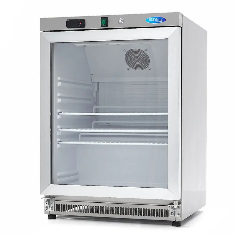 Réfrigérateur - 200 L - acier inoxydable - avec porte en verre – Maxima 09405010