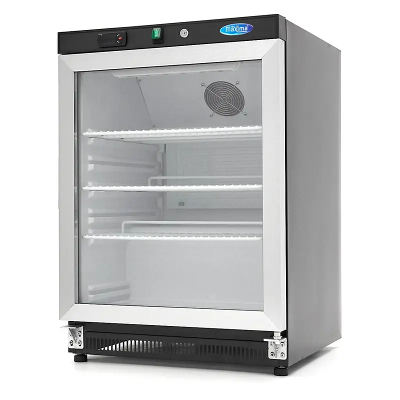 Réfrigérateur - 200 L - noir - avec porte en verre – Maxima 09405008