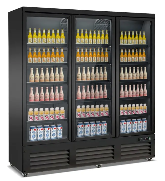 Réfrigérateur 3 portes en verre noir ceb-1600r bl — Combisteel 7526.0110