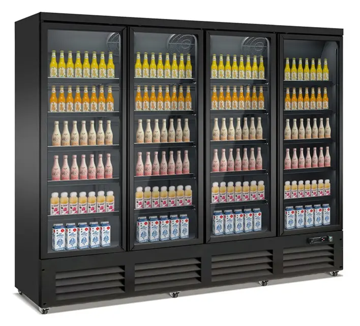 Réfrigérateur 4 portes en verre noir ceb-2000r bl transport sur demande — Combisteel 7526.0115