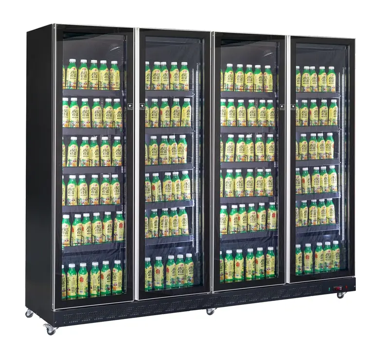 Réfrigérateur 4 portes en verre noir transport sur demande — Combisteel 7526.0020